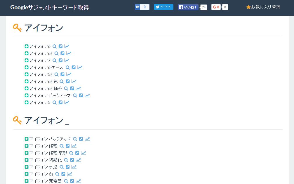 サジェストキーワード