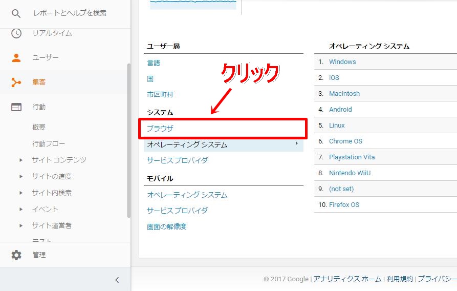システム→ブラウザ