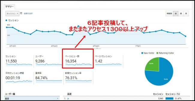 20170701~0731のGoogleアナリティクスデータ