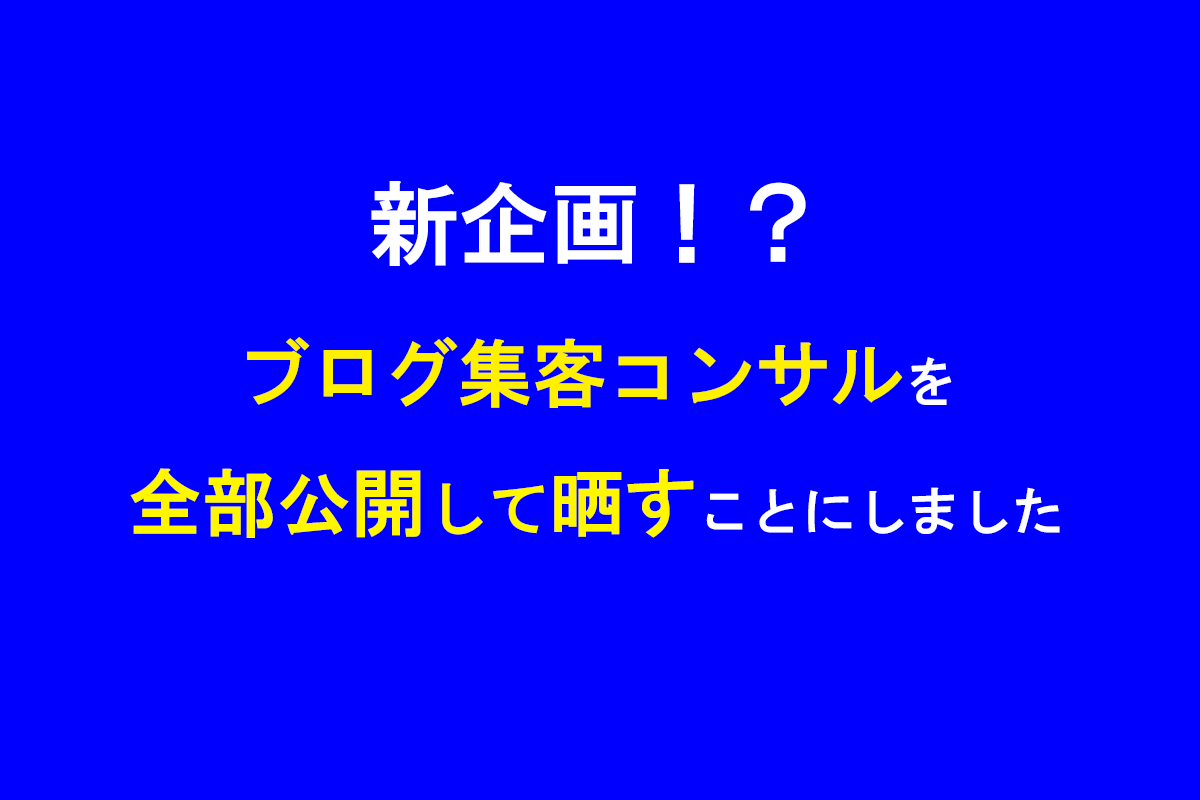 新企画!?ブログ集客コンサルを全部公開して晒すことにしました。